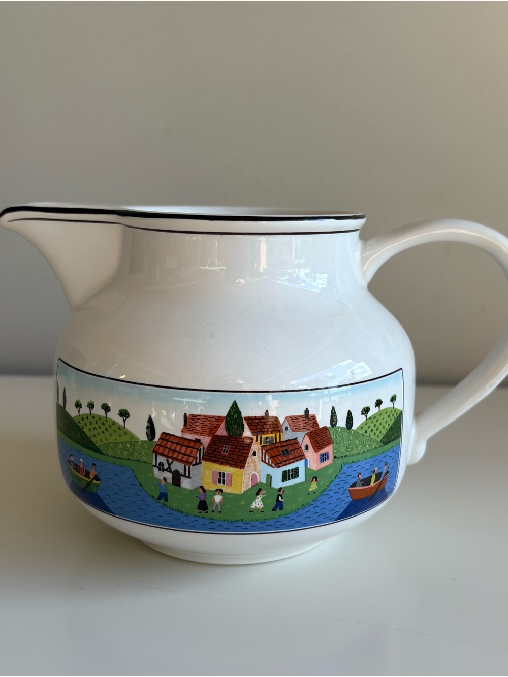 Villeroy & Boch Design Naif 1.5L Teapot Village Scene Luxembourg Vintage No Lid